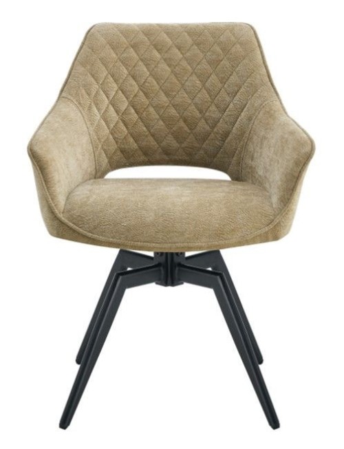 Linen dining chair with armrests metal legs